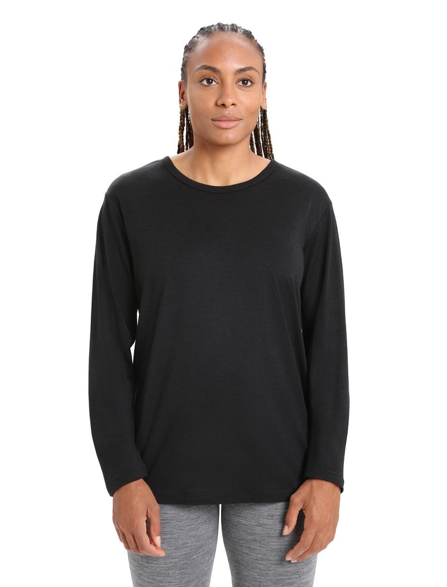 Icebreaker Merino Granary T-Shirt Naisten Long Sleeve Mustat | FI 1639GSOL